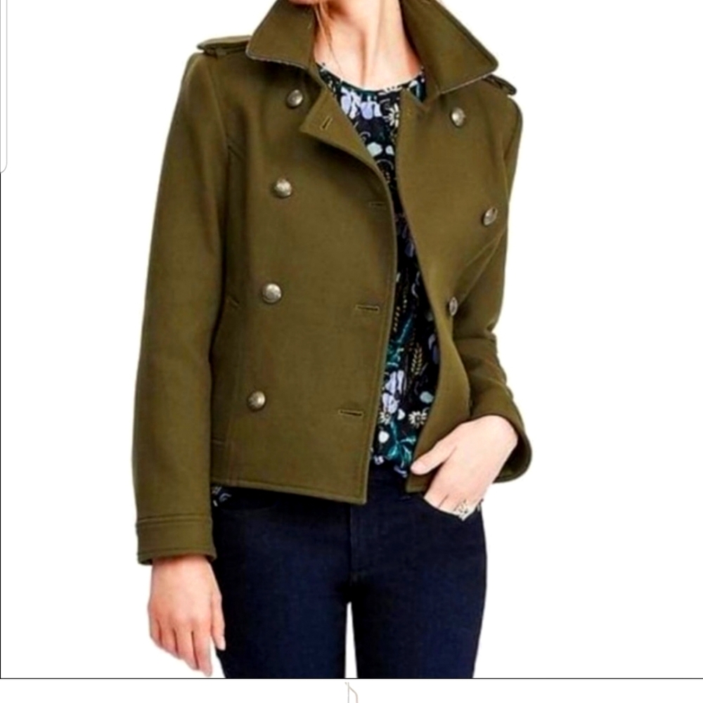 NWOT Banana Republic M olive military peacoat